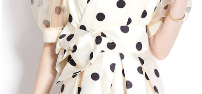 Polka Dot V-Neck Midi Dress