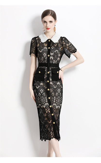 Lace Elegance Slim Fit Midi Dress