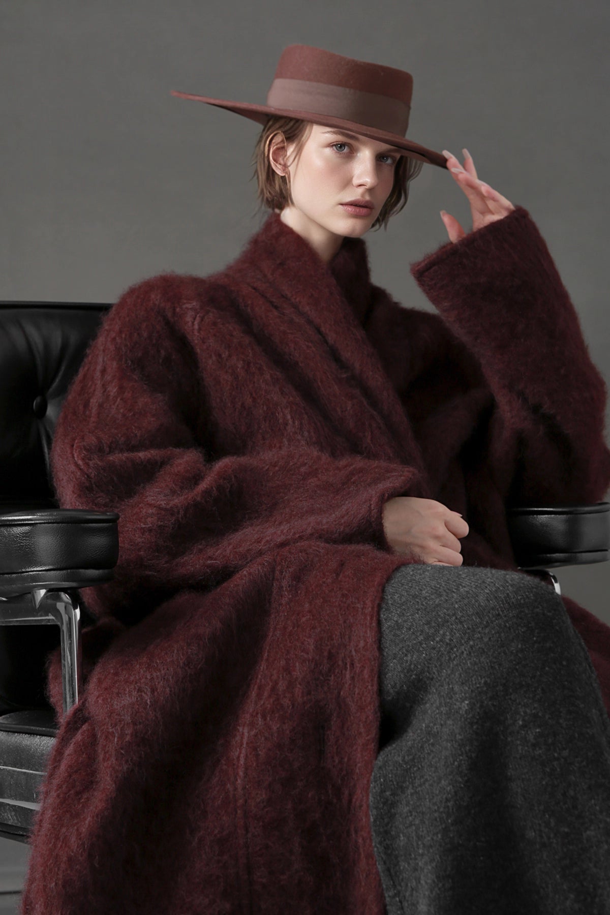 Luxury Tibetan Yak Wool Knit Coat – Belted Relaxed Fit