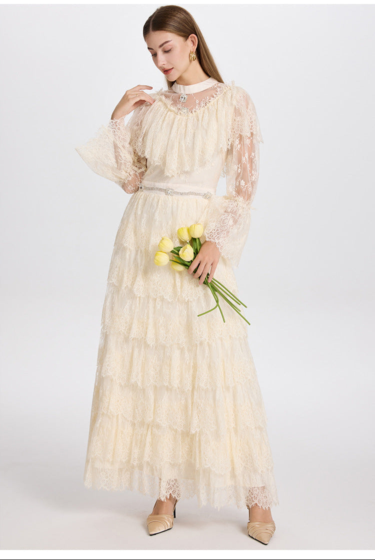 French Elegance Tulle-Layered Crystal Princess Gown