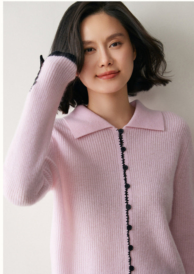 Color-Block Cashmere Cardigan