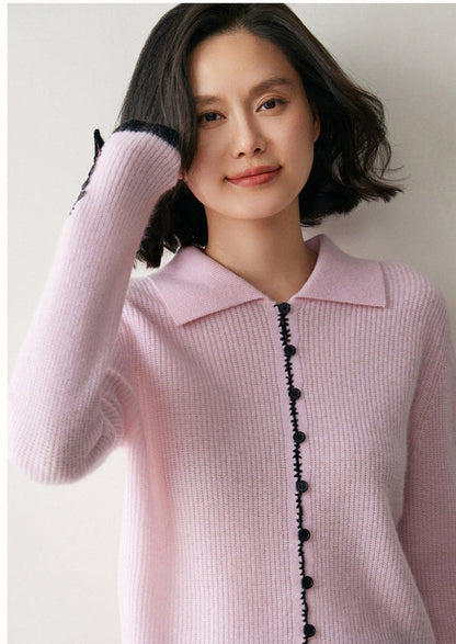 Color-Block Cashmere Cardigan