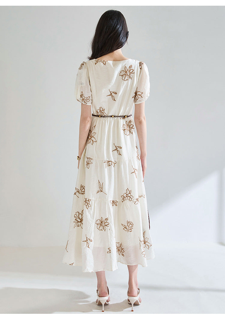 Seraphina Embroidered Square Neck Midi Dress