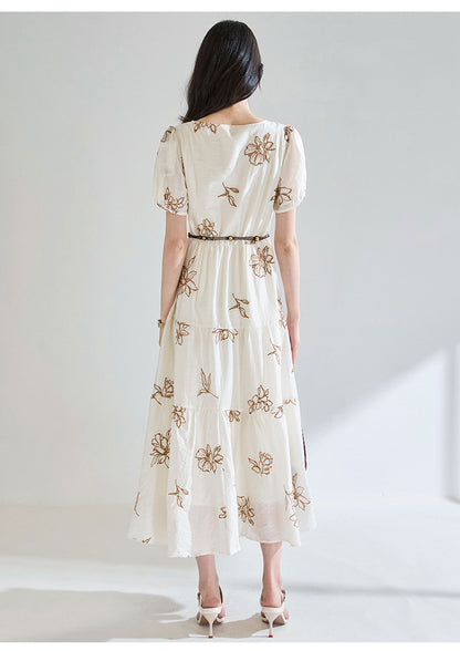 Seraphina Embroidered Square Neck Midi Dress