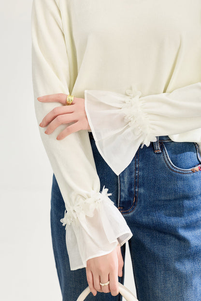 Floral Collar Velvet Blouse