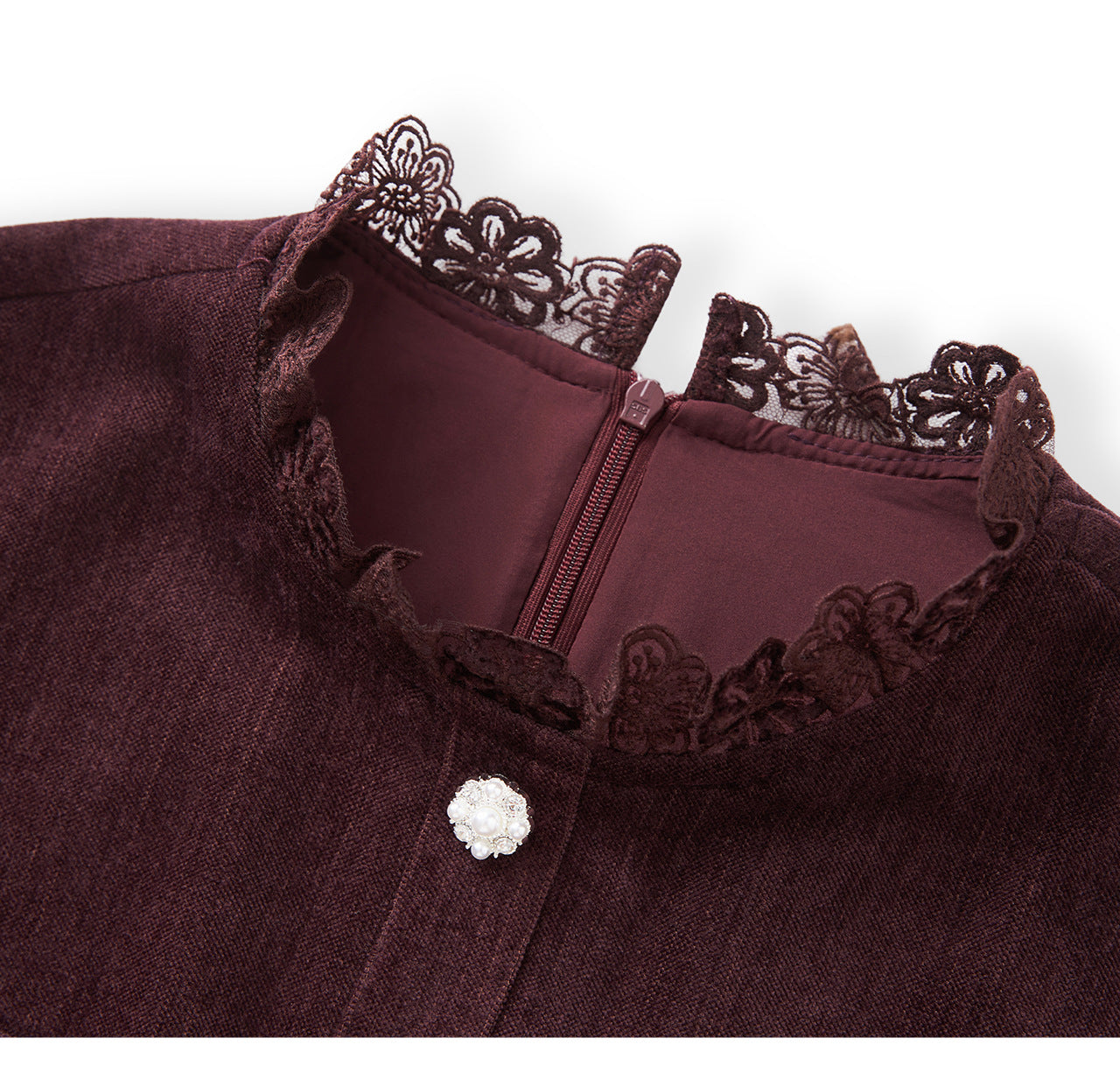 Cherry Plum Embroidered Chenille Midi Dress