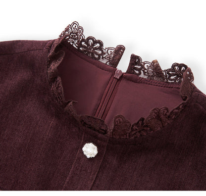 Cherry Plum Embroidered Chenille Midi Dress
