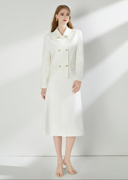 Urban Elegance Two-Piece Set – Blazer Jacket & A-Line Midi Skirt