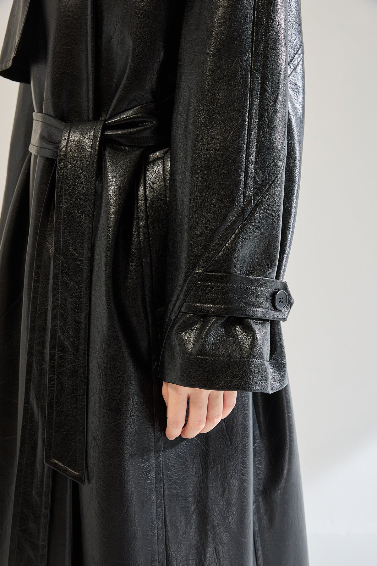 Retro Long Faux Leather Coat