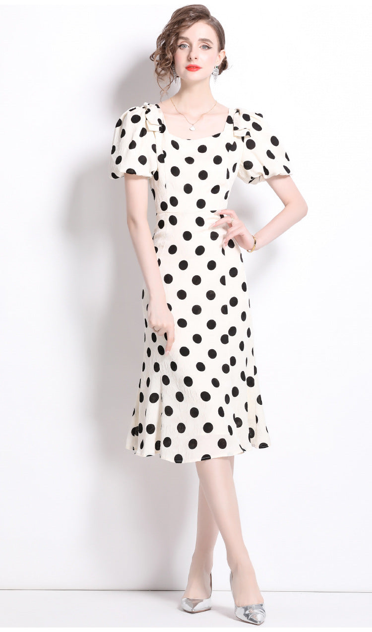 Polka Dot Bow Midi Dress