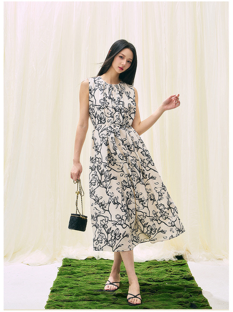 Black & White Printed Loose Fit Summer Dress