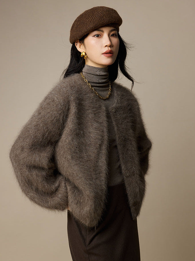 Luxury Wool-Blend Cropped Knit Jacket