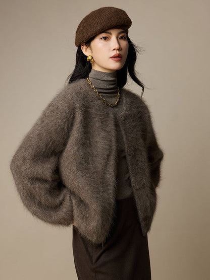 Luxury Wool-Blend Cropped Knit Jacket