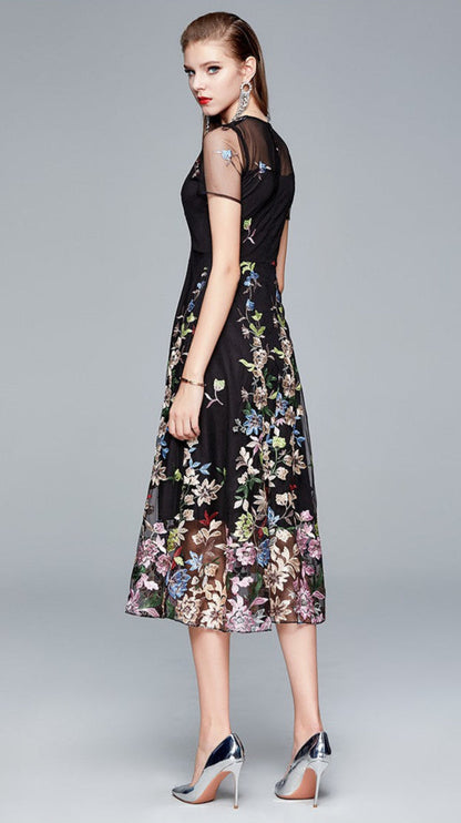 Elegant Summer Dress with Colorful Embroidery