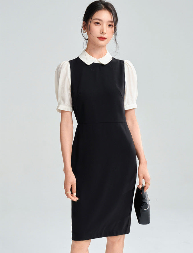 Black & White Contrast Midi Dress