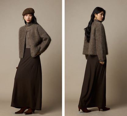 Luxury Wool-Blend Cropped Knit Jacket