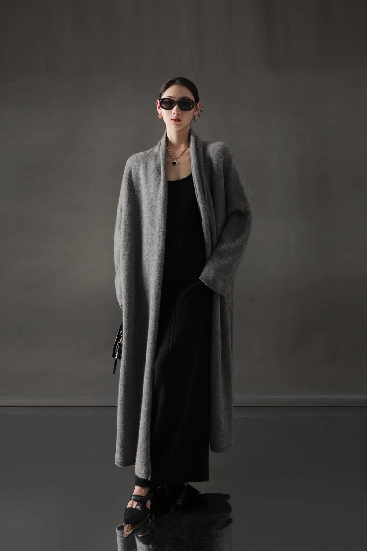 Minimalist Cashmere-Blend Wool Long Cardigan