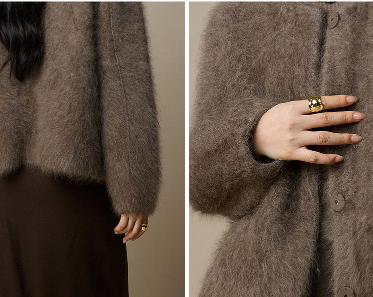 Luxury Wool-Blend Cropped Knit Jacket