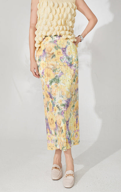Floral Touch Two-Piece Set – Yellow Crop Top & Skirt