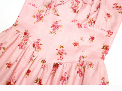 Pink Linen Summer Dress with Square Neckline – French Retro Vibes