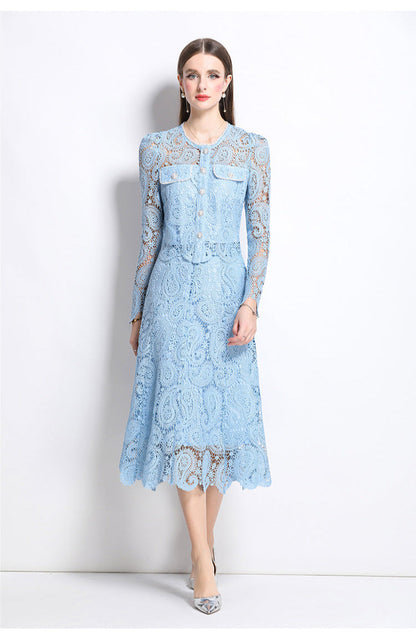 Retro Waterproof Lace Two-Piece Set