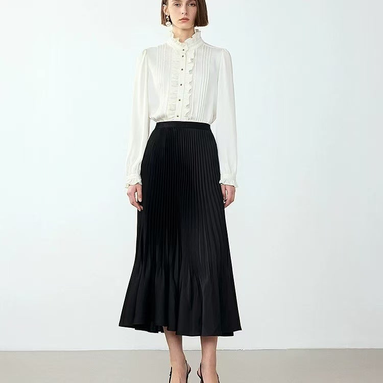 Shimmer Pleated Mermaid Midi Skirt