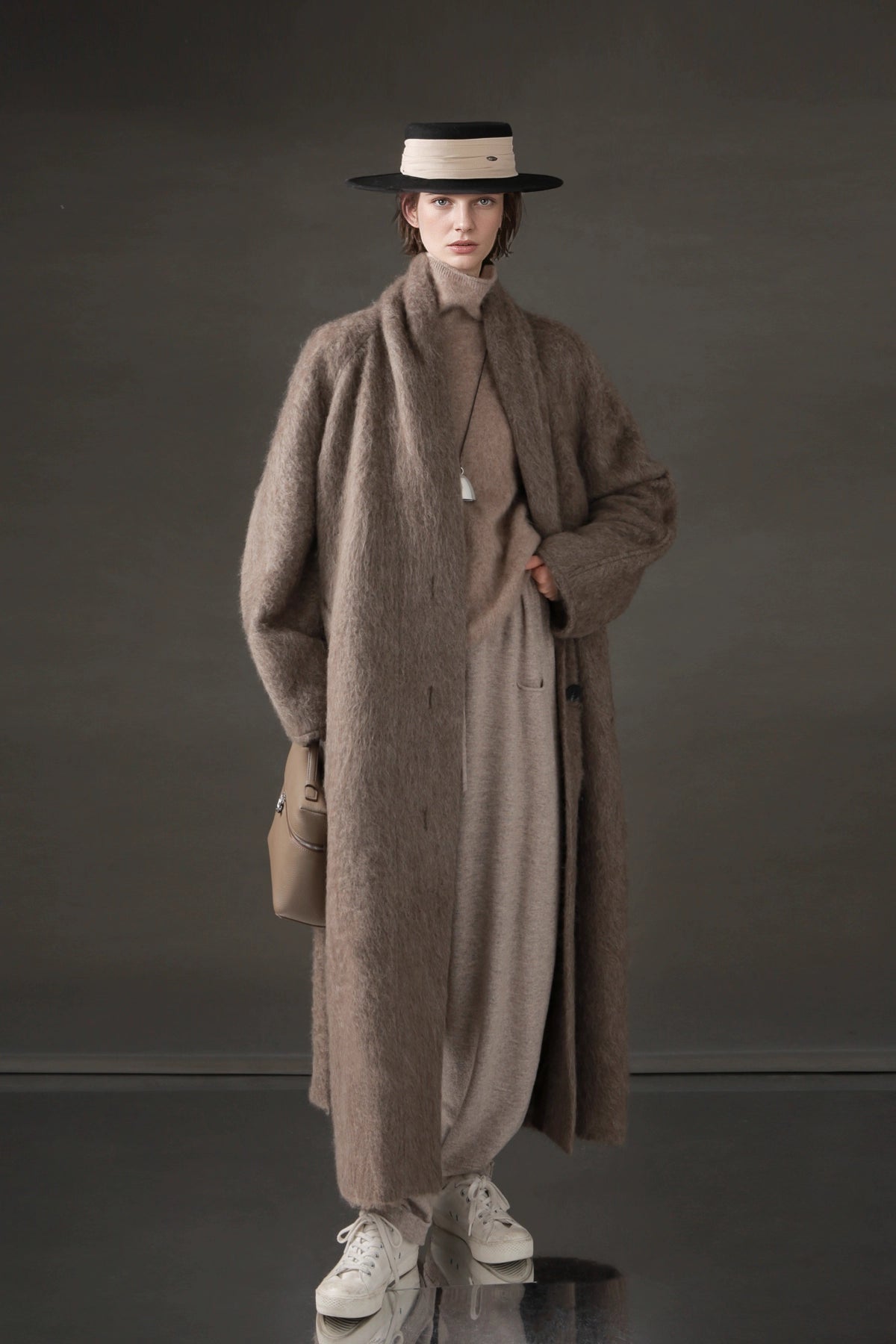 Luxury Tibetan Yak Wool Knit Coat – Belted Relaxed Fit
