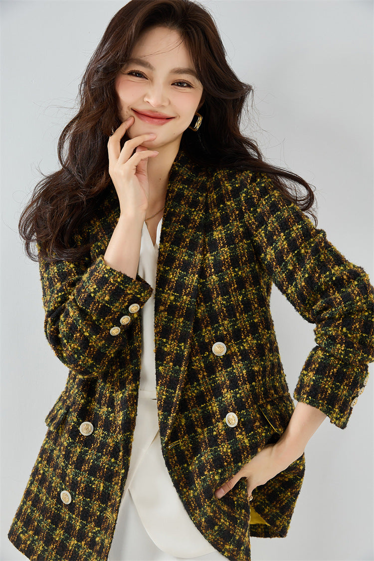 Yellow Tweed Textured Chic Blazer