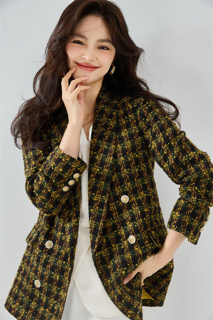 Yellow Tweed Textured Chic Blazer