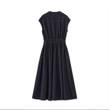 Silken Touch Cotton Denim Midi Dress