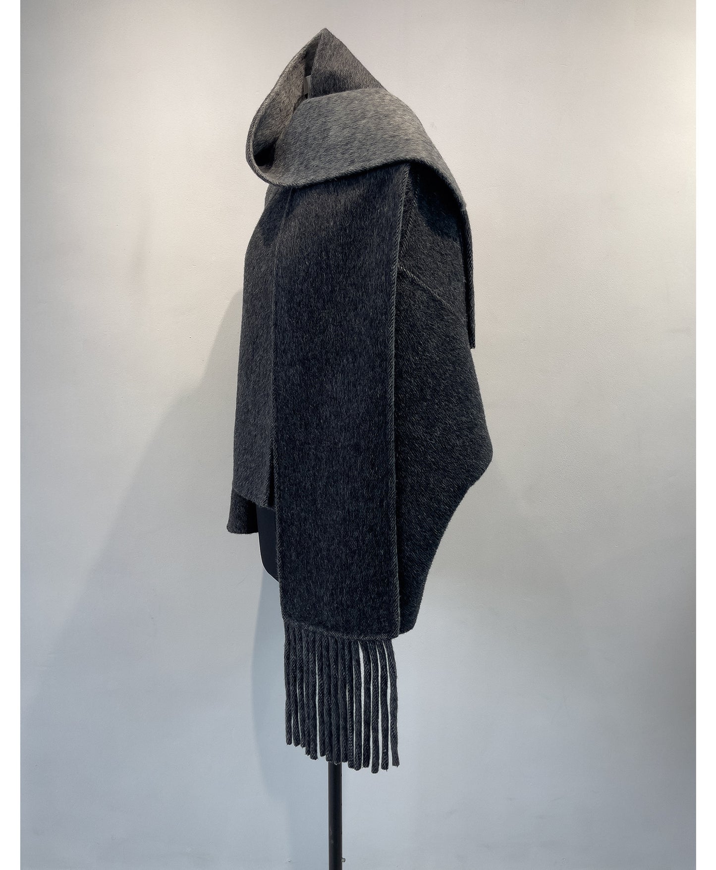 Alpaca Wool Short Double-Sided Coat with Scarf Detail