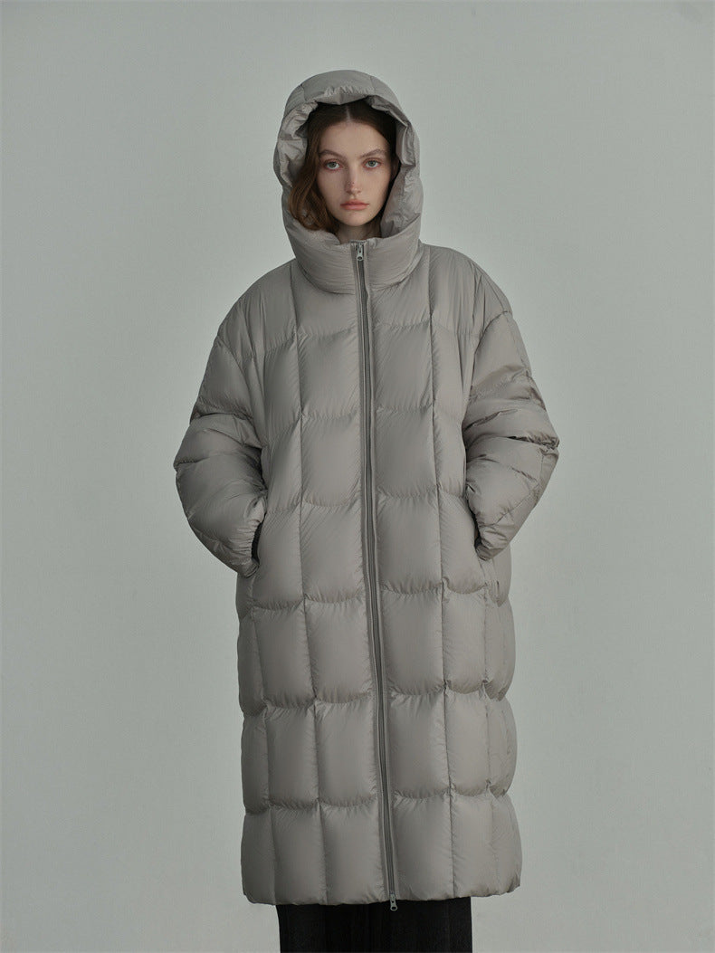 Long Hooded Duck Down Coat