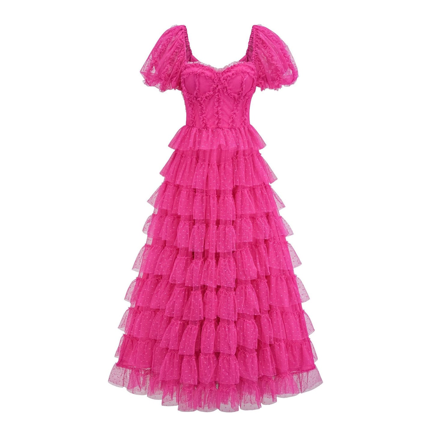 Polka Dot High-Waist Slit Maxi Dress