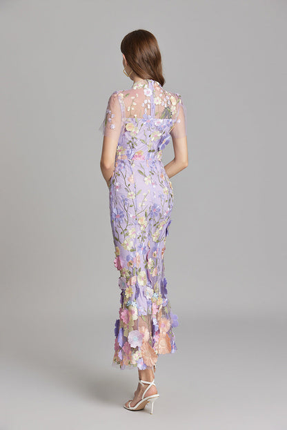 3D Floral Embroidered Lace Mermaid Dress