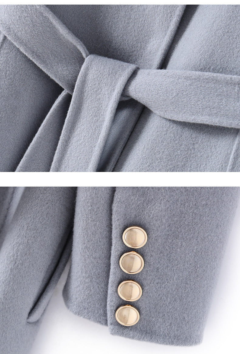 Hepburn Wool Coat with Detachable Shawl – Double-Faced 100% Wool