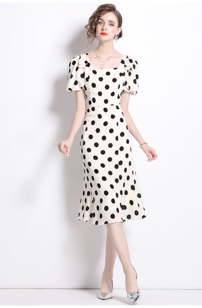 Polka Dot Bow Midi Dress