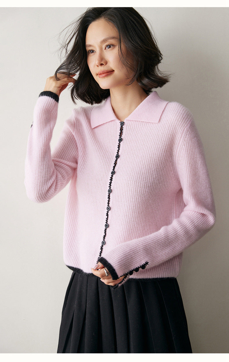 Color-Block Cashmere Cardigan