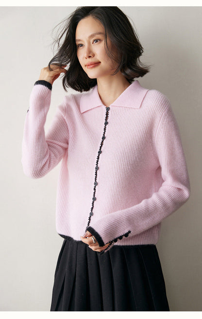 Color-Block Cashmere Cardigan