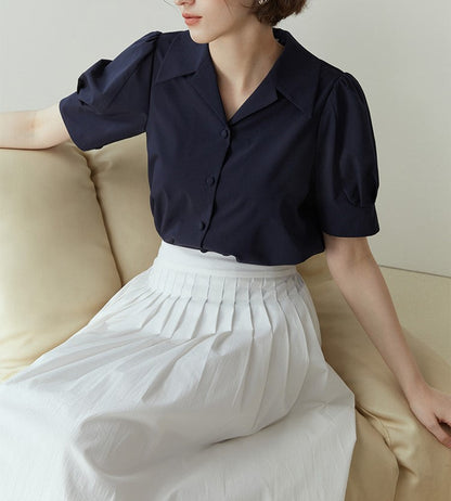 Cotton Blend Summer Crew Neck Shirt