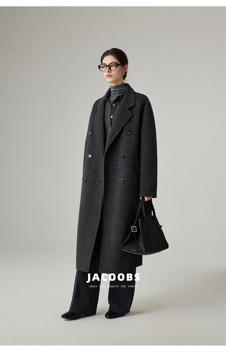 Reversible Pure Wool Minimal Long Coat