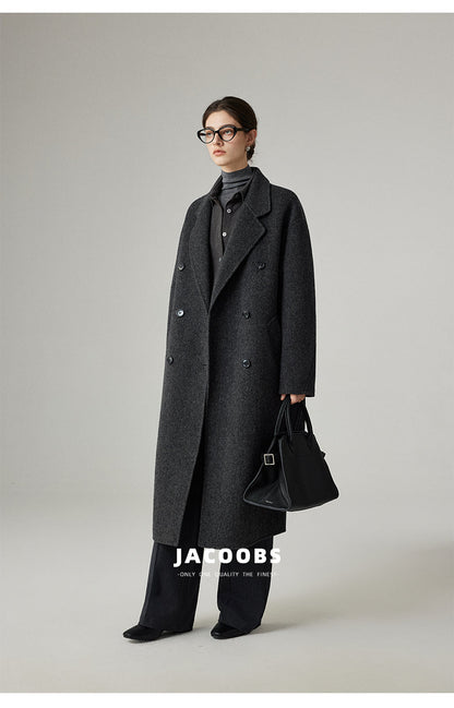 Reversible Pure Wool Minimal Long Coat