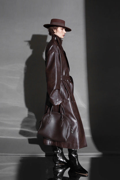 Luxury Genuine Sheepskin Trench Coat – Elegant & Timeless Design