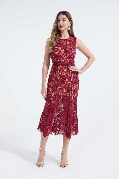 Embroidered Fishtail Maxi Dress