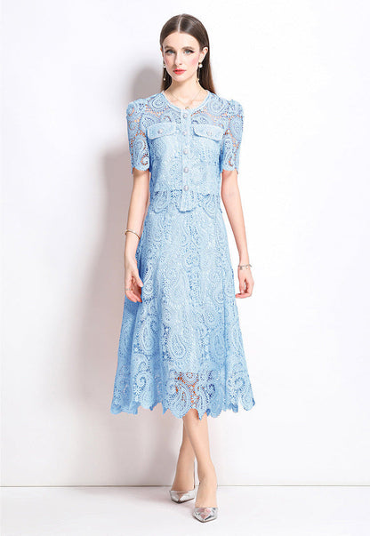 Retro Waterproof Lace Two-Piece Set