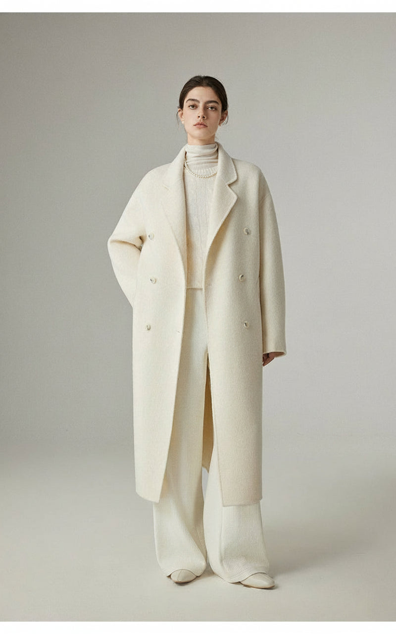 Reversible Pure Wool Minimal Long Coat