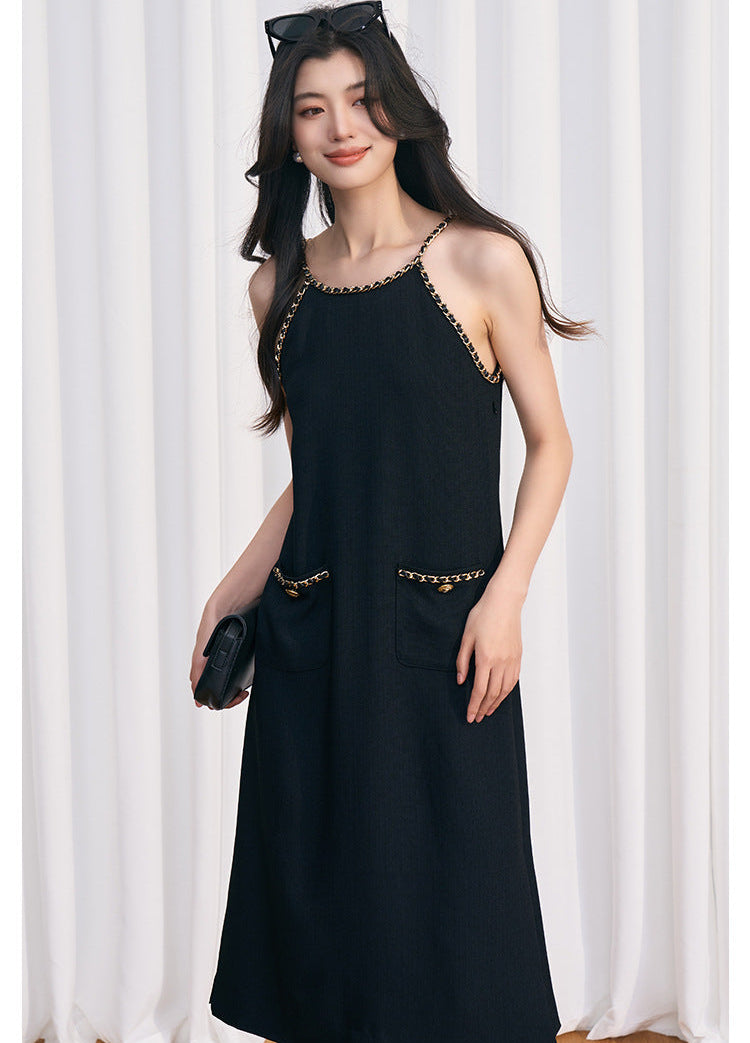 Noir Chain Strap Midi Dress