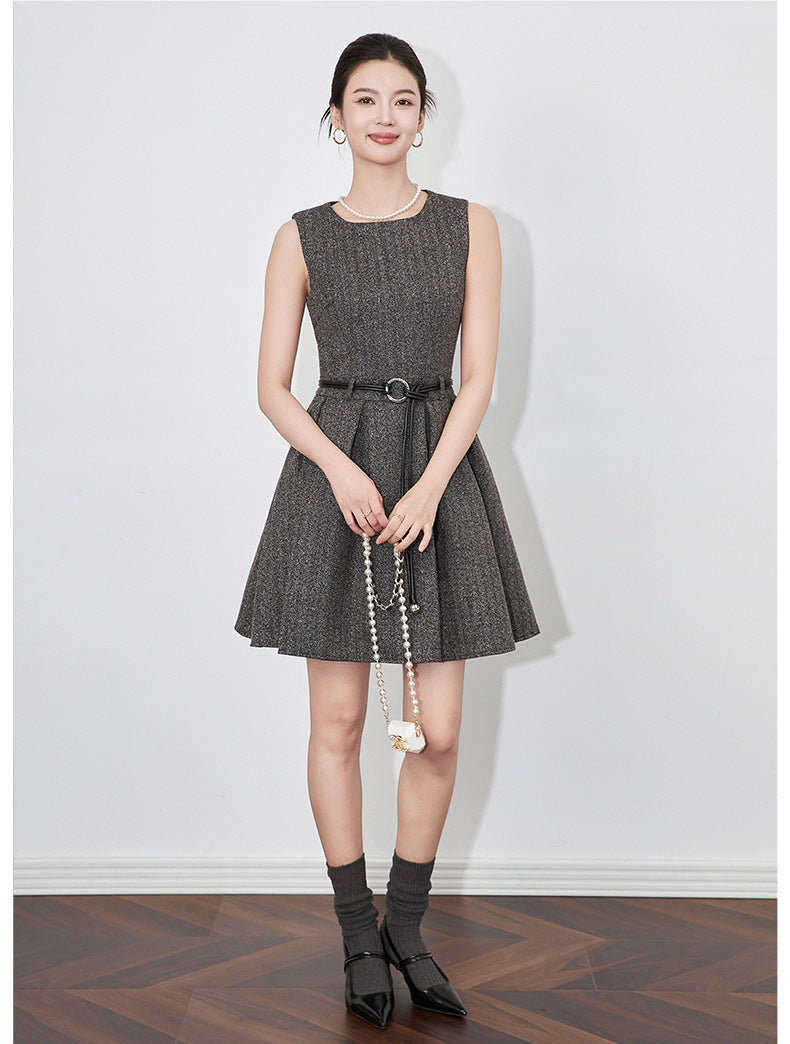 Modern Color-Block Jacket & Chanel-Inspired Pleated Dress Set