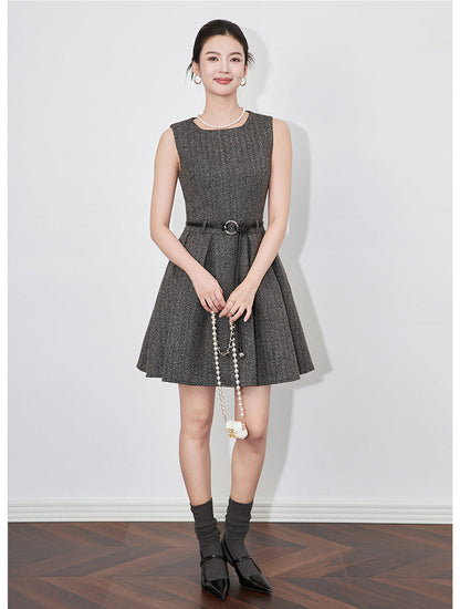 Modern Color-Block Jacket & Chanel-Inspired Pleated Dress Set