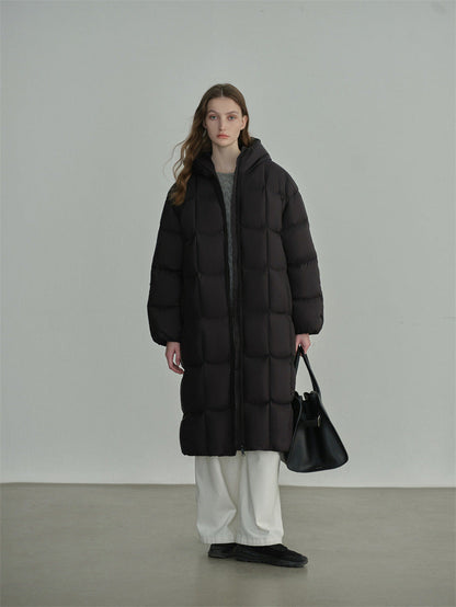Long Hooded Duck Down Coat