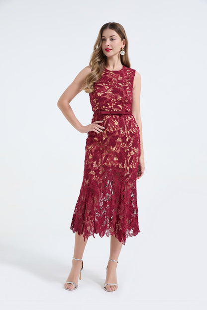 Embroidered Fishtail Maxi Dress